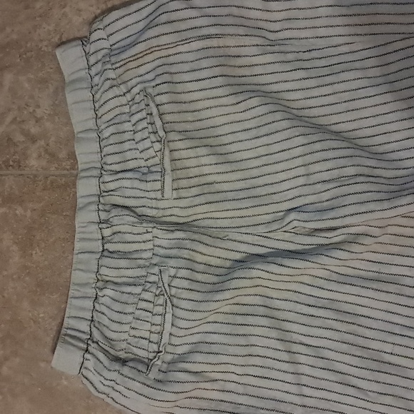 Orvis 100% Linen Ankle/Crop Capri High Rise Navy Beige Stripped w/Pockets Size L - Picture 5 of 8